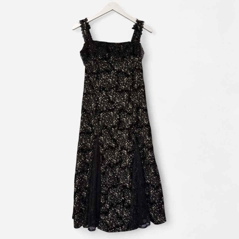POKE Black Floral Velvet Lace Gothic Maxi Dress